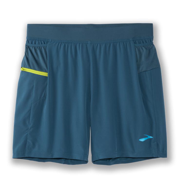 Brooks Sherpa 7 2-in-1 Running Shorts - Men's - Alpine/SteelBlue/Bright Moss (29438-CDYP)